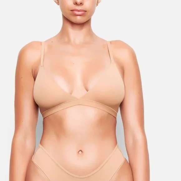 NWT SKIMS Fits Everybody Triangle Bralette Ochre Size S - Picture 3 of 7